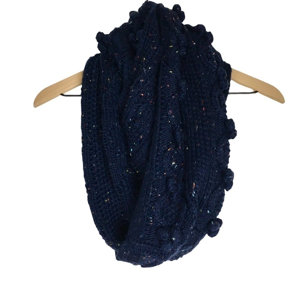 LANDS’ END Infinity Scarf Chunky Cable Knit Multicolor Speckled Yarn Cozy Warm